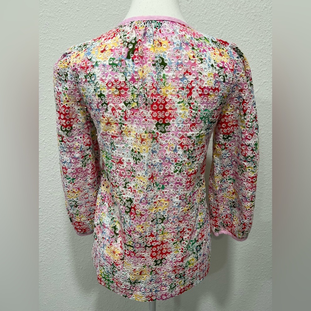 CUPCAKES AND CASHMERE Colorful Eyelet Top EUC - Picture 4 of 8